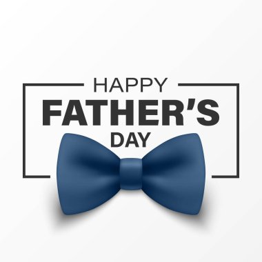 Vektör 3 d. Gerçekçi Babalar Günü 'nde Beyaz Arkaplanda Mavi Papyonlu Mutlu Babalar Günü kartı. Zarif Kutlama Sancağı, Kutlama Posteri, Babalar Günü Etkinliği için Hediye Tasarımı, Bayram Davetiyesi, Bayrak.