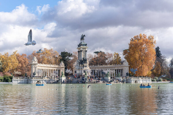 Buen Retiro Park large public park in Madrid Spain on 11 December 2022