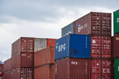 Container terminal in the Port of Busan largest harbor in South Korea on 16 February 2023