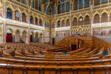 Macaristan Parlamento Binası Orszaghaz, 7 Mayıs 2023 tarihinde Budapeşte Macaristan 'daki Ulusal Meclis' in merkezi.