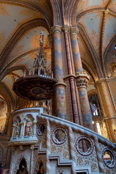 Interior Iglesia Matthias Castillo Buda Budapest Hungría Abril 2023 — Foto de Stock