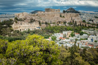 Antik Akropolis ve Atina 'nın başkenti Yunanistan' ın şehir manzarası