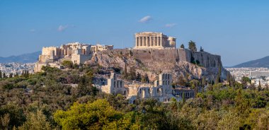 Atina 'nın başkenti Yunanistan' da Antik Akropolis Panoraması