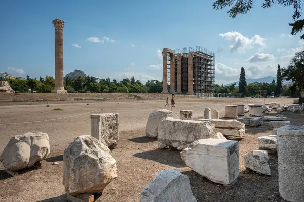 stock image Remains of Olympieion ancient Temple of Olympian Zeus in central Athens, capital of Greece on 14 August 2023