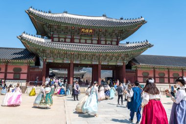 Güney Seul 'deki Joseon hanedanlığının Gyeongbokgung kraliyet sarayı. 