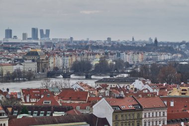 Prag 'ın başkenti Çek Cumhuriyeti' nin 12 Ocak 2024 tarihli havacılık manzarası