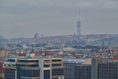 Prag 'ın başkenti Çek Cumhuriyeti' nin 12 Ocak 2024 tarihli havacılık manzarası