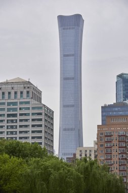 CITIC Tower (China Zun Tower), 528 m supertall skyscraper in the Central Business District of Beijing, capital of China on 19 April 2024 clipart