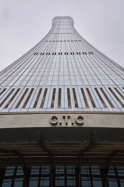 stock image CITIC Tower (China Zun Tower), 528 m supertall skyscraper in the Central Business District of Beijing, capital of China on 19 April 2024