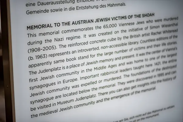 stock image Memorial to the Austrian Jewish victims of the Holocaust on Judenplatz square in Vienna, capital of Austria on 2 May 2023
