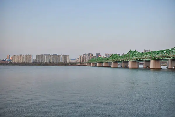 stock image Han river Hangang and urban cityscape of Seoul, capital of South Korea