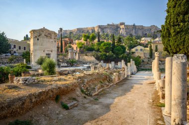 Atina 'da 24 Ağustos 2024' te Atina, Yunanistan 'da inşa edilen Roma Agorası' nın antik kalıntıları