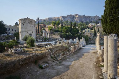 Atina 'da 24 Ağustos 2024' te Atina, Yunanistan 'da inşa edilen Roma Agorası' nın antik kalıntıları