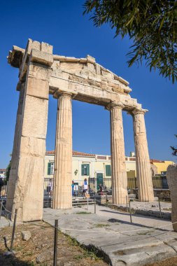 Atina 'da 17 Ağustos 2024' te Atina, Yunanistan 'da inşa edilen Roma Agorası' nın antik kalıntıları