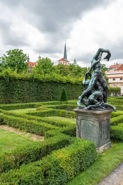 stock image Waldstein Garden and baroque Wallenstein Palace that houses the Senate of the Czech Republic, in Mala Strana, Prague, Czechia, on 8 July 2024