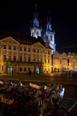 Night view of the Old Town Square Staromestske namesti, historic square in the Old Town quarter of Prague, the capital of the Czech Republic on 12 January 2024 clipart