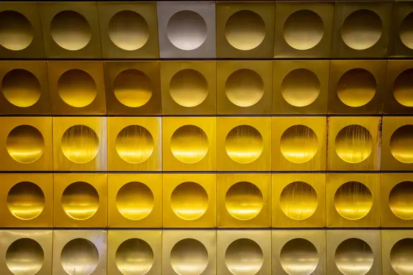 stock image Mustek metro station decorated with modern coloured aluminium panels, in Prague, capital of Czech Republic