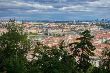 Cityscape view of Prague, capital of Czech republic, view from the Petrin hill park, on 13 July 2024 clipart