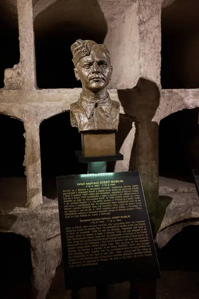 stock image Crypt of Saints Cyril and Methodius Cathedral, now a memorial museum dedicated to Czechoslovak commandoes who participated in operation Anthropoid, assassination of German Nazi governor of Czechoslovakia Reinhardt Heydrich, in Prague, 13 July 2024