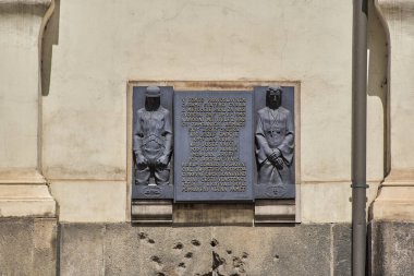 Memorial dedicated to Czechoslovak commandoes who participated in operation Anthropoid, assassination of German Nazi governor of Czechoslovakia Reinhardt Heydrich, in Prague, Czech Republic on 18 July 2024 clipart