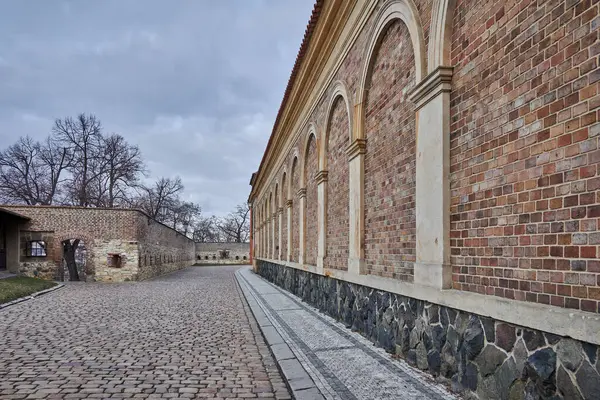 stock image Vysehrad historic fort on the east bank of the Vltava River in Prague, capital of Czech Republic