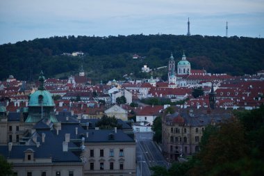 Çek Cumhuriyeti 'nin başkenti Prag' ın akşam manzarası, Letna parkından manzara