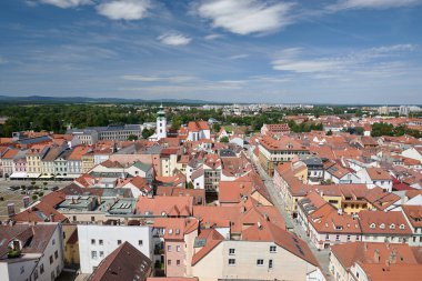 Çek Cumhuriyeti 'nin Güney Bohemya bölgesindeki Ceske Budejovice' nin 27 Temmuz 2024 tarihli hava manzarası