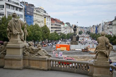 Tram tracks reconstruction works on Wenceslas Square in Prague, capital of Czech Republic on 8 August 2024 clipart