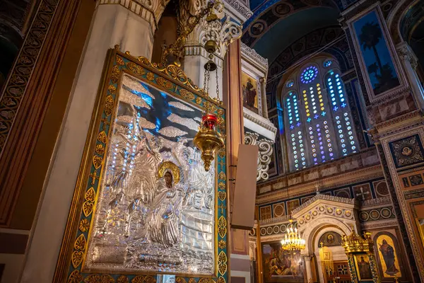 stock image Interior of the Metropolitan Cathedral of the Annunciation, popularly known as the Metropolis or Mitropoli, cathedral church of the Archbishopric of Athens, Greece on