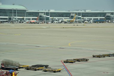 18 Nisan 2024 'te Güney Kore' nin Seul kenti yakınlarındaki Incheon Uluslararası Havaalanı 'nın pisti.