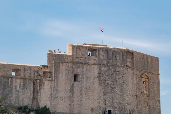 stock image Medieval walls of the Old Walled City of Dubrovnik, UNESCO world heritage site at the Adriatic Sea in Republic of Croatia on 29 August 2024