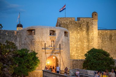 Medieval walls of the Old Walled City of Dubrovnik, UNESCO world heritage site at the Adriatic Sea in Republic of Croatia on 29 August 2024 clipart