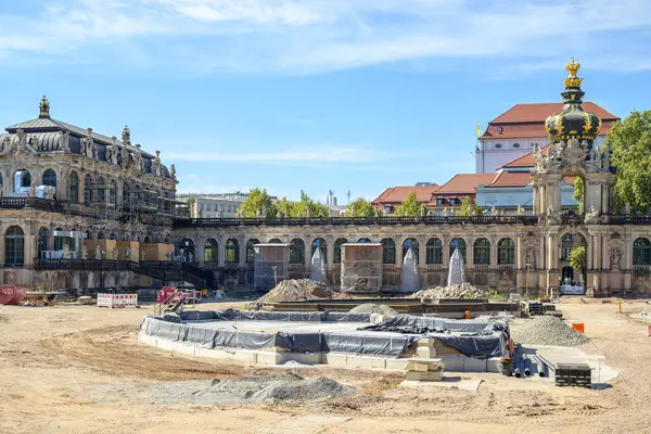 stock image Reconstruction works in the Zwinger palace complex with gardens, one of the most important buildings of the Baroque period in Dresden, Germany on 8 September 2024