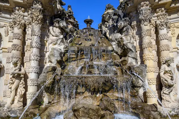 stock image Decorative fountain Nymphs Bath (Nymphenbad) in the Zwinger palace complex with gardens, one of the most important buildings of the Baroque period in Dresden, Germany on 8 September 2024