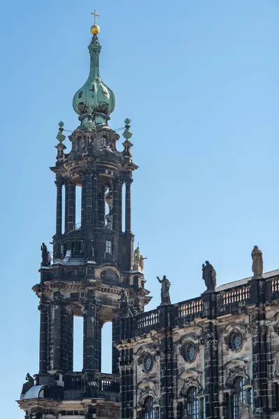 stock image Belfry of Dresden Cathedral of the Holy Trinity (Katholische Hofkirche) at Theaterplatz square in Dresden, Saxony, Germany