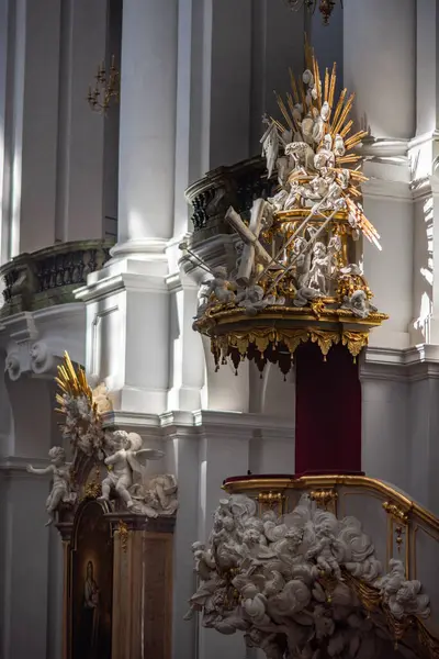 stock image Interior details in the Dresden Cathedral of the Holy Trinity (Katholische Hofkirche) at Theaterplatz square in Dresden, Saxony, Germany