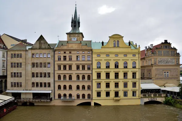 stock image High water levels on Vltava river after storm Boris caused torrential rains and floods in Central and Eastern Europe, in Prague, Czech Republic on 16 September 2024