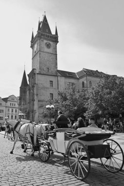 Horse drawn carriage, popular city sightseeing for tourists visiting Prague, capital of Czech Republic on 17 September 2024 clipart