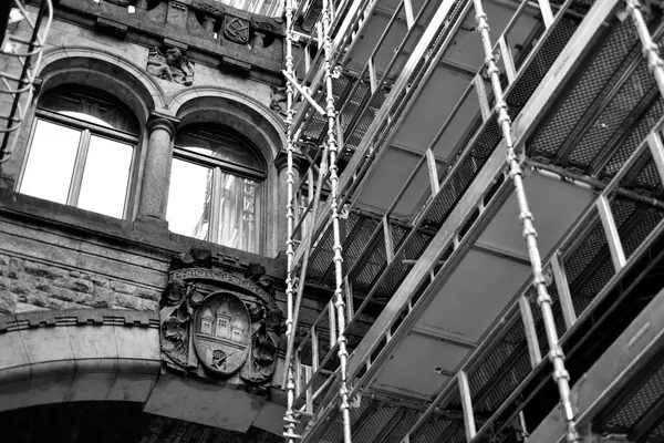 stock image Renovation works on Powder Gate gothic tower (Prasna brana), historical landmark in Prague, Czech Republic on 14 September 2024