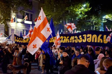 March for Europe demonstrations supporting European Union integration and membership at Liberty Square in Tbilisi, capital of Georgia on 20 October 2024 clipart