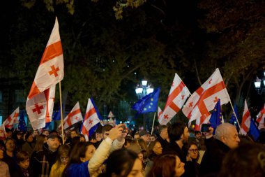 March for Europe demonstrations supporting European Union integration and membership at Liberty Square in Tbilisi, capital of Georgia on 20 October 2024 clipart