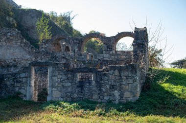 Remains of Historic Belgrade Fortress fortifications in Kalemegdan park in Belgrade, capital of Serbia clipart