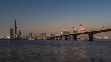 Night view of cityscape of Seoul capital of South Korea and Hangang river on 14 March 2024 clipart