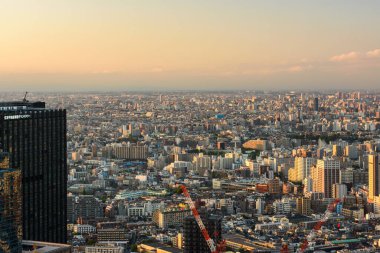 Tokyo cityscape view from the Metropolitan Government Building in Tokyo, capital of Japan on 18 April 2018 clipart