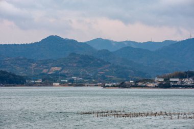 View of Hamanakako, Lake Hamana, brackish lagoon lake connected to the Pacific Ocean in Hamamatsu, Shizuoka prefecture of Japan clipart