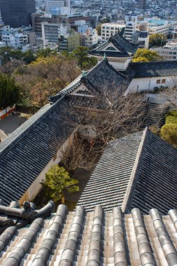 Wakayama castle, old historic Japanese castle in Wakayama city in Kansai region of Japan on 14 January 2018 clipart