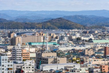 14 Ocak 2018 'de Japonya' nın Wakayama bölgesindeki Wakayama şehrinin hava manzarası