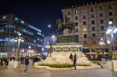 The statue of Prince Mihailo Obrenovic in the Republic Square in Belgrade, capital of Serbia on 8 November 2024 clipart