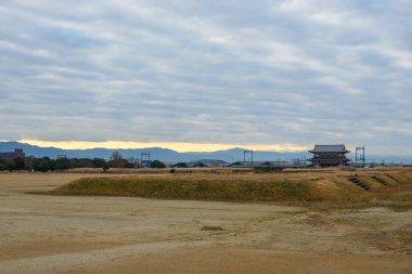 Remains of Heijo Palace, the imperial residence and the administrative centre of Japan for most of the Nara period from 710 to 794 AD in Nara, Japan clipart