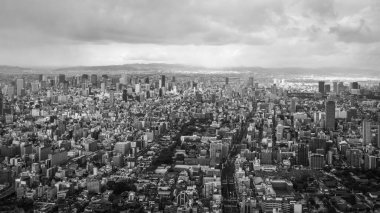 Downtown cityscape of Osaka, aerial view from Abeno Harukas skyscraper in Osaka, Japan on 28 December 2017 clipart